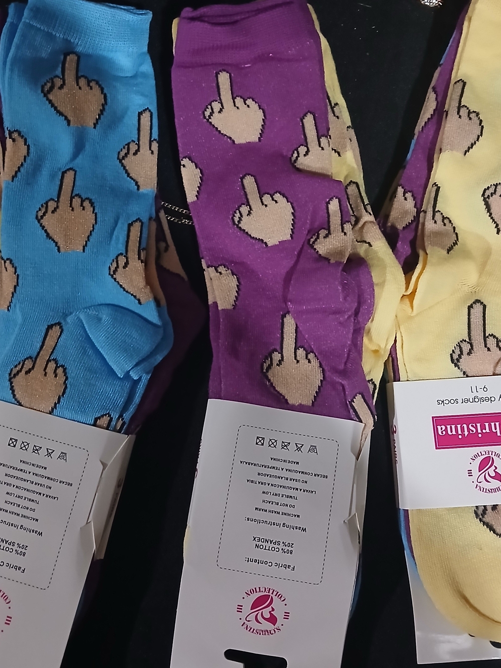 Novelty Middle Finger Crew Socks - 3 Pack